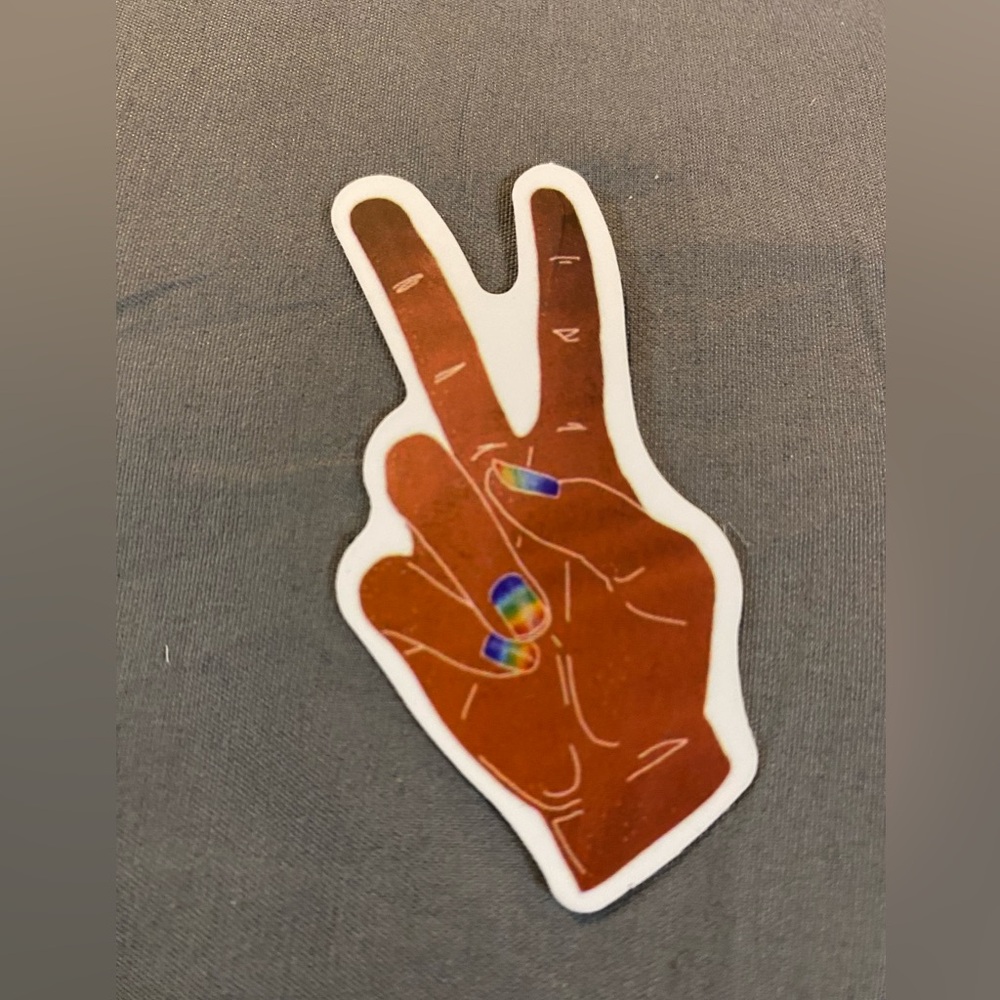 🌈20/$5🌈 Peace Sign with Rainbow Nails Sticker